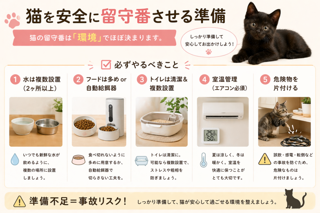 猫を安全に留守番させる準備